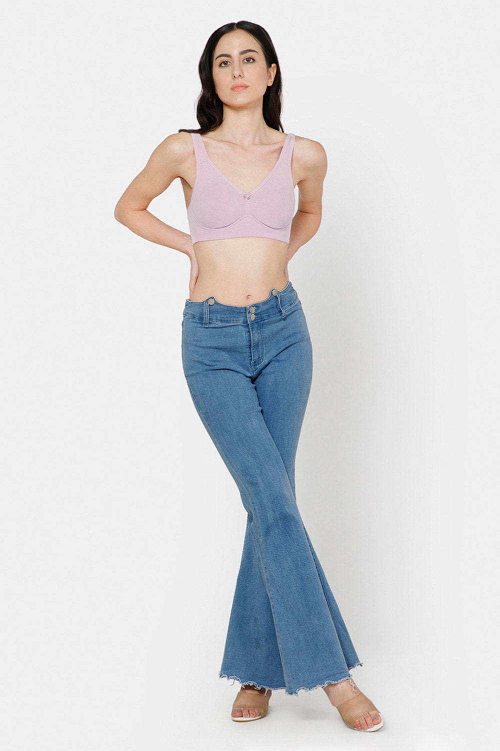 High Coverage Non-Wired Non-Padded Back Closure Intimacy T-Shirt Bra - Pastel Shades - DEFT