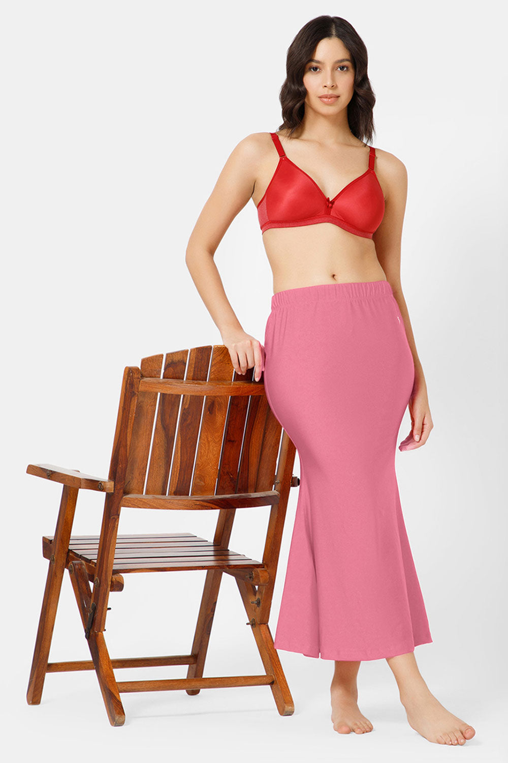 Intimacy Seamless Sweat Absorbent Mermaid Saree Shimmer Shapewear - Pink - SW03