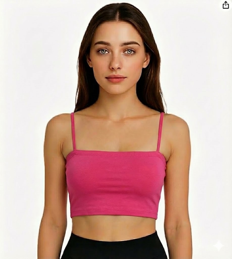 Teen Girls’ Full-Coverage Sport Padded Bra – Seamless Crop-Slip Design with Spaghetti Straps & Soft Fit - 1888