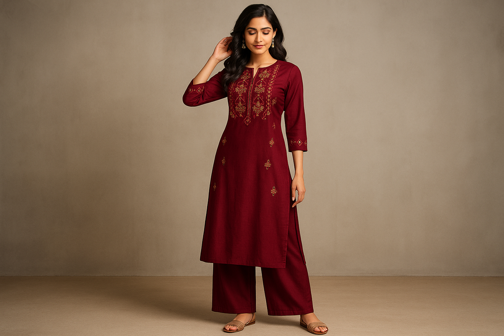 Women’s Fashion - create a banner in the size of 1000*1000 for this collection page. to be very attractive with the model wearing stylish kurthi set or anything related to fashion what we have in our naiduhall website for womens outer wear category. donot use text on this banner