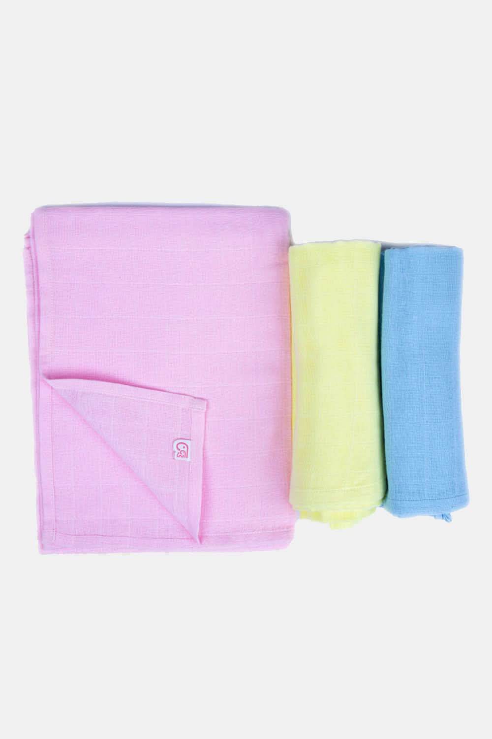 Oh Baby - 3 Piece Set Of Solid Towels - S3PP, Reusable And Quick Dry Cotton Nappies - Naidu Hall Family Store