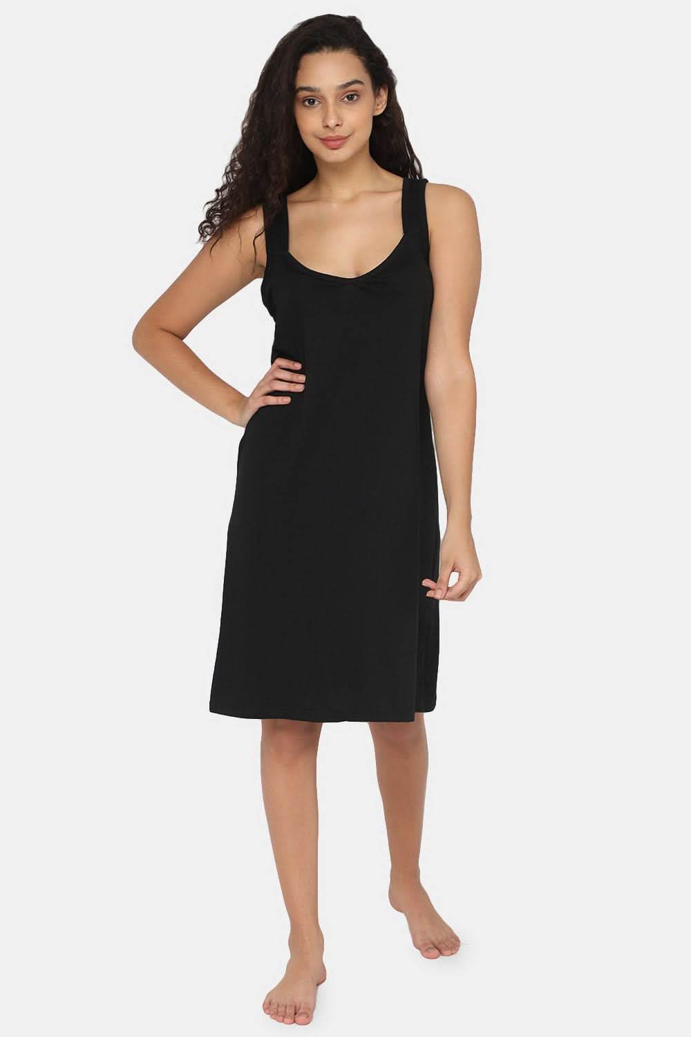 Intimacy Full Coverage Knee-Length Cotton Night Slip | Lightweight & Summer-Friendly Nightwear - Naidu Hall Family Store
