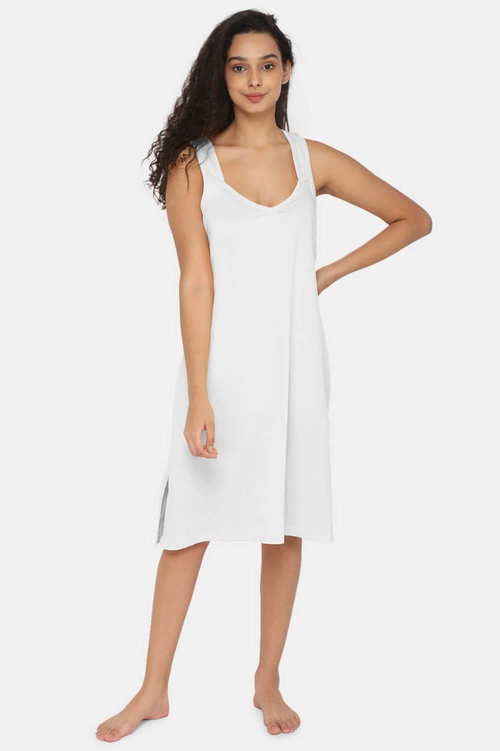 Intimacy Full Coverage Knee-Length Cotton Night Slip | Lightweight & Summer-Friendly Nightwear - Naidu Hall Family Store