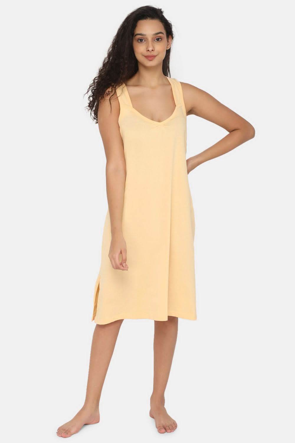 Intimacy Full Coverage Knee-Length Cotton Night Slip | Lightweight & Summer-Friendly Nightwear - Naidu Hall Family Store