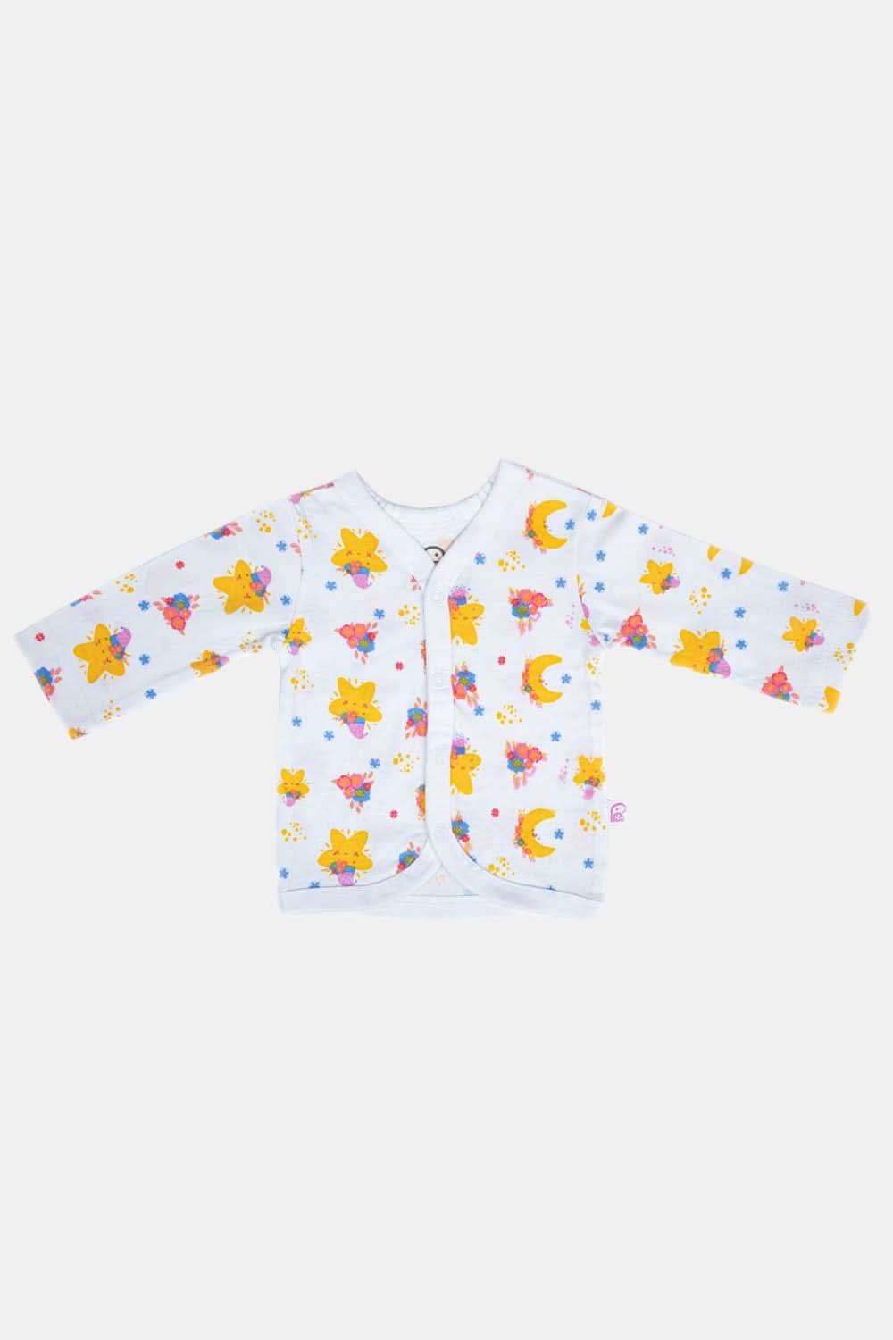 Oh Baby Star Print V- Neck Full Sleeve - FS01 Size 0m-3m Color Off White