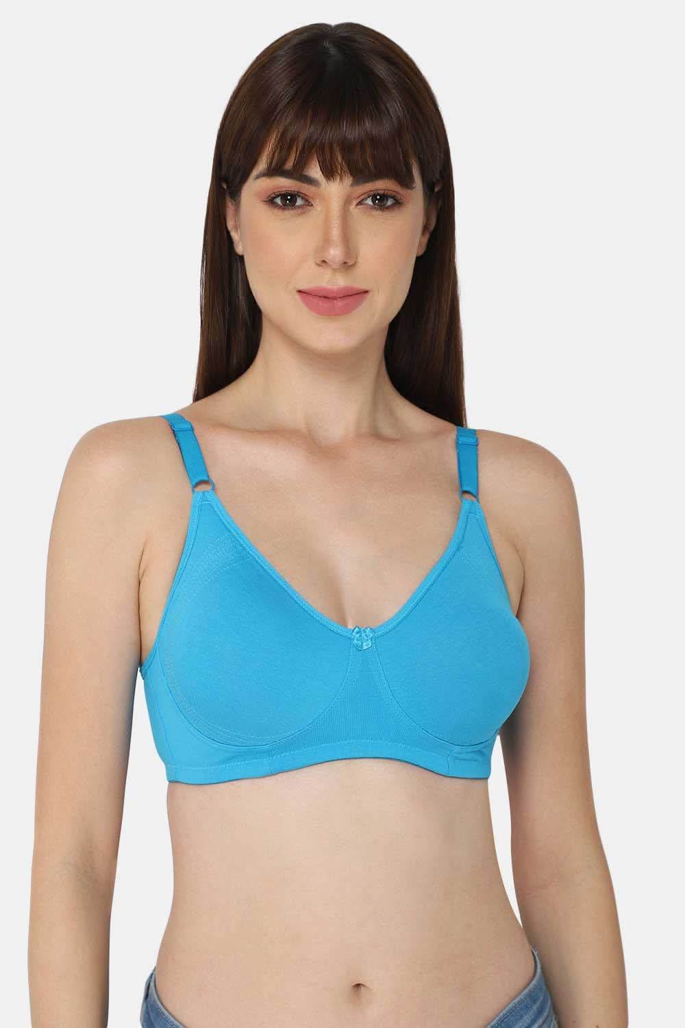 High Coverage Cotton Blend Non-Padded Non-Wired Intimacy T-Shirt Saree Bra - ES02 - Blue Shade - Naidu Hall Family Store