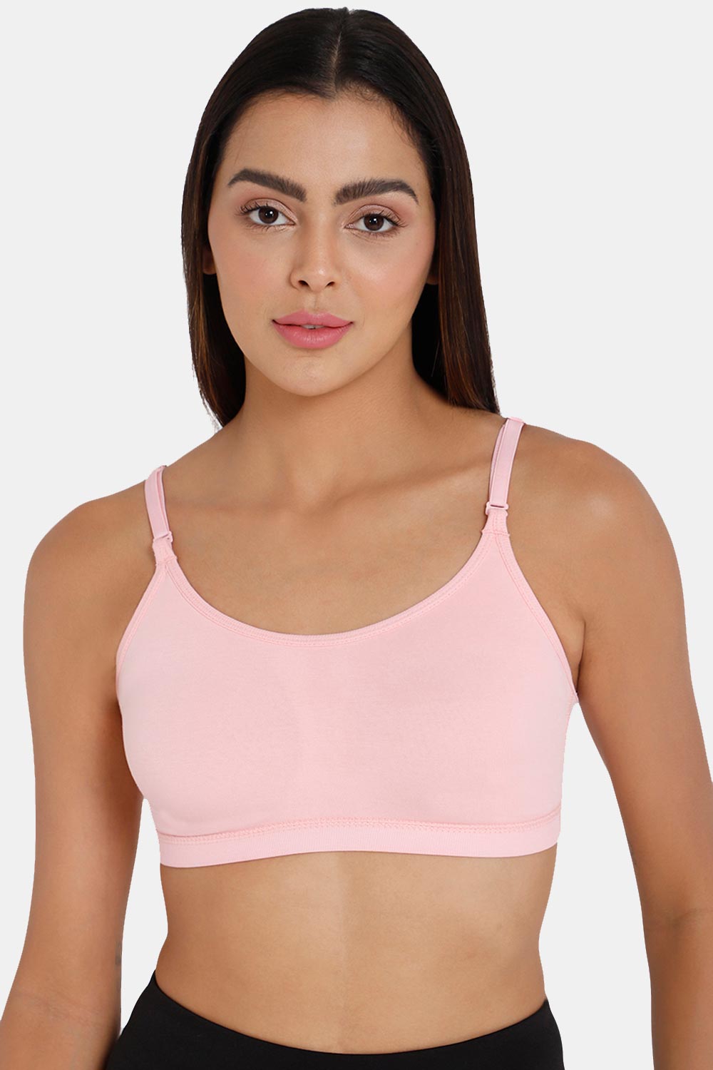 Lycra Cotton Non-Padded Ladies Plain Sports Bra, Light Pink at Rs