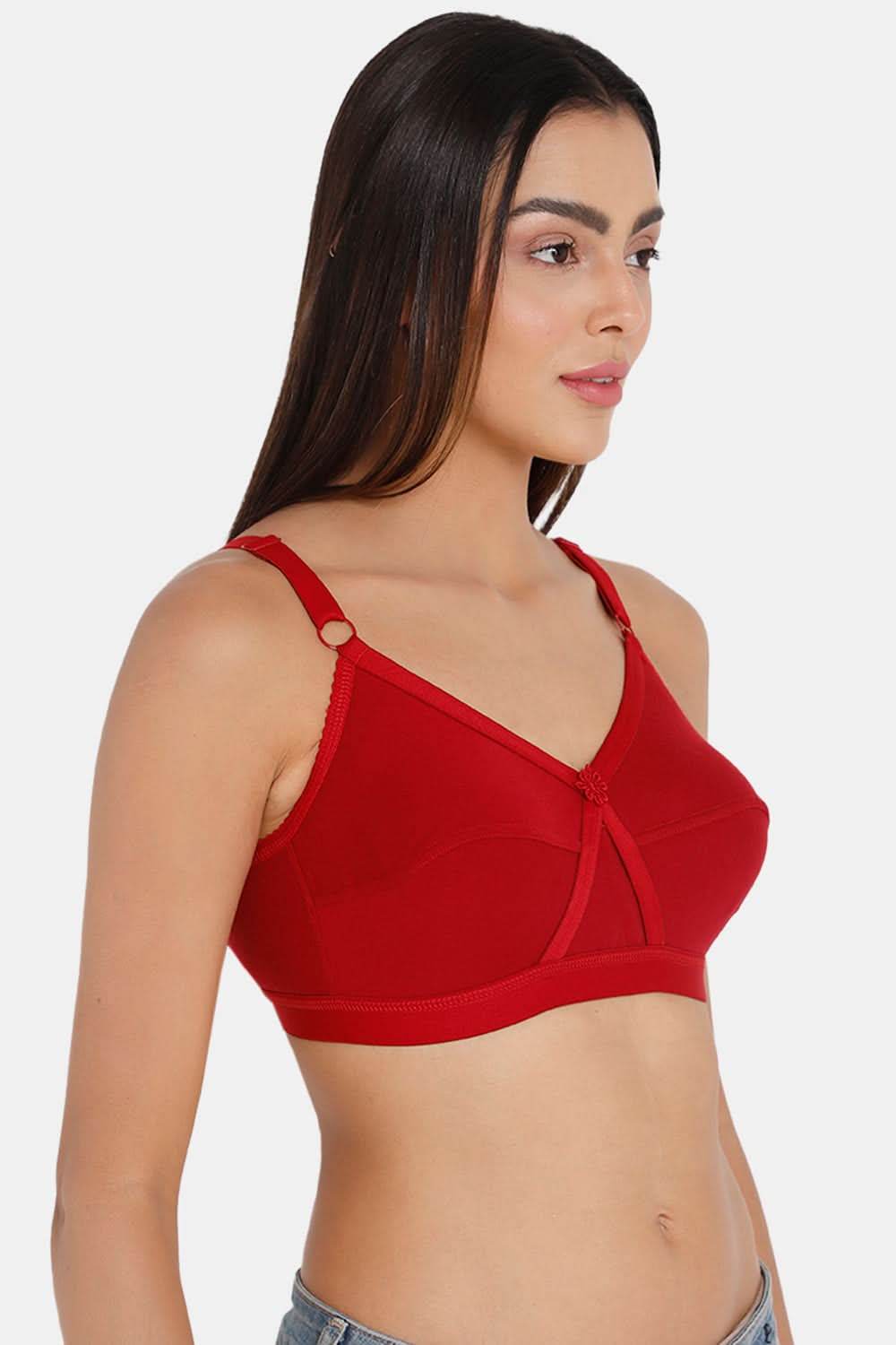 Full Coverage Non-Wired Non-Padded Back Closure Intimacy Bra Red Shade - KRISS KROSS - Naidu Hall Family Store