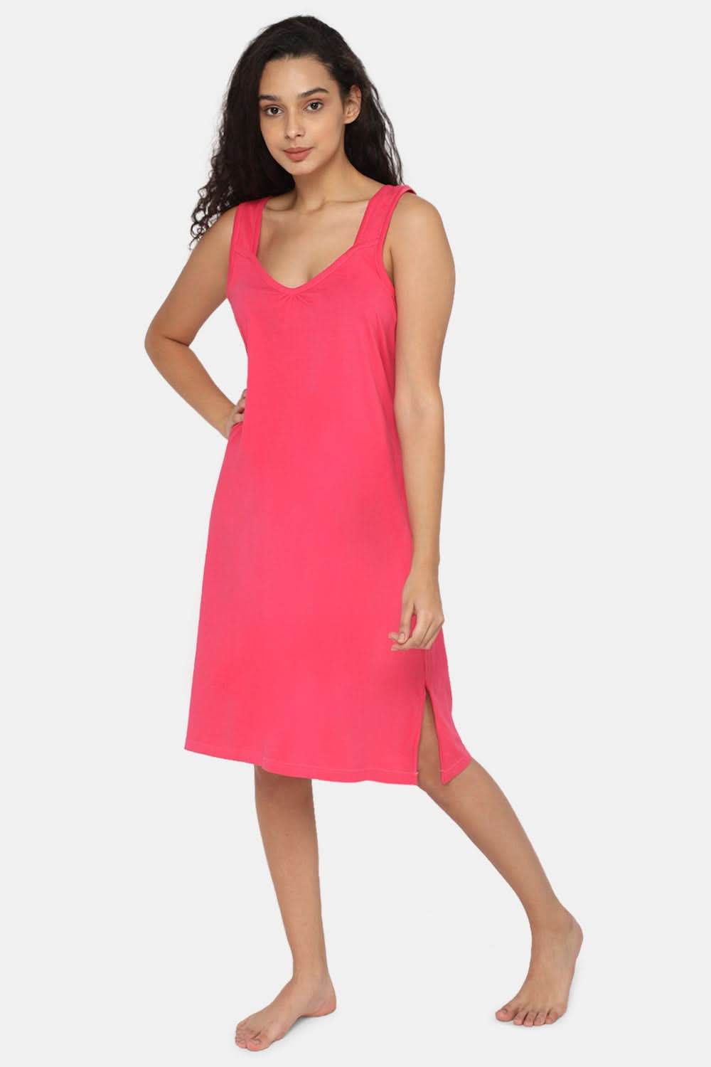 Intimacy Full Coverage Knee-Length Cotton Night Slip | Lightweight & Summer-Friendly Nightwear - Naidu Hall Family Store