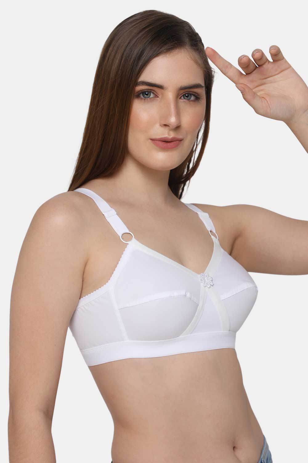 Full Figure Women's White Non - Wired 100% Cotton Everyday Intimacy Bra - Naidu Hall Family Store