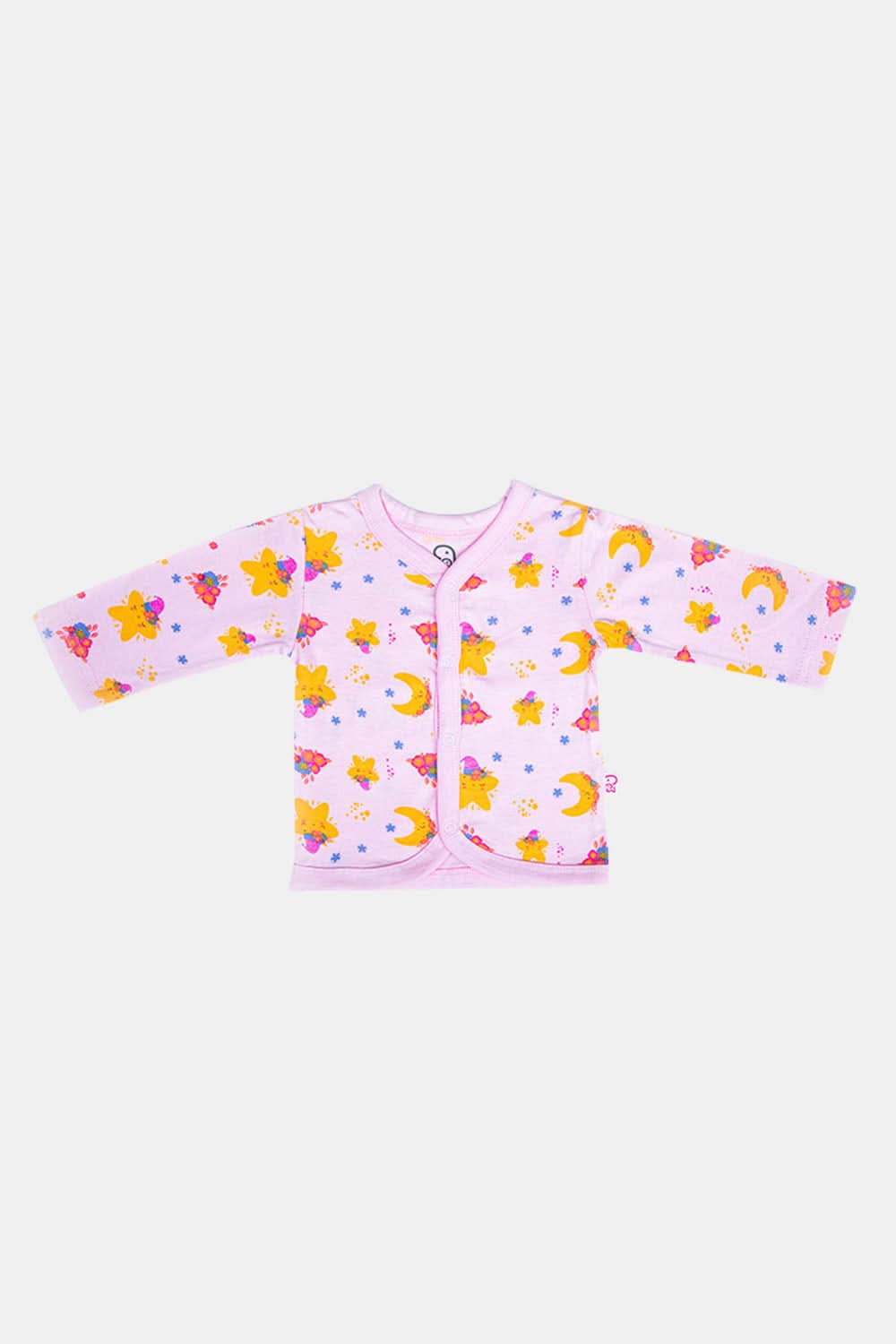 Oh Baby Star Print V- Neck Full Sleeve - FS01 Size 0m-3m Color Off White
