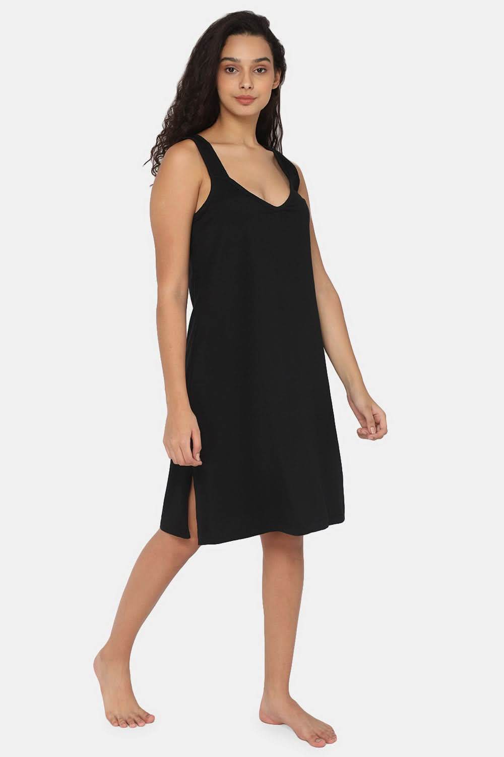 Intimacy Full Coverage Knee-Length Cotton Night Slip | Lightweight & Summer-Friendly Nightwear - Naidu Hall Family Store