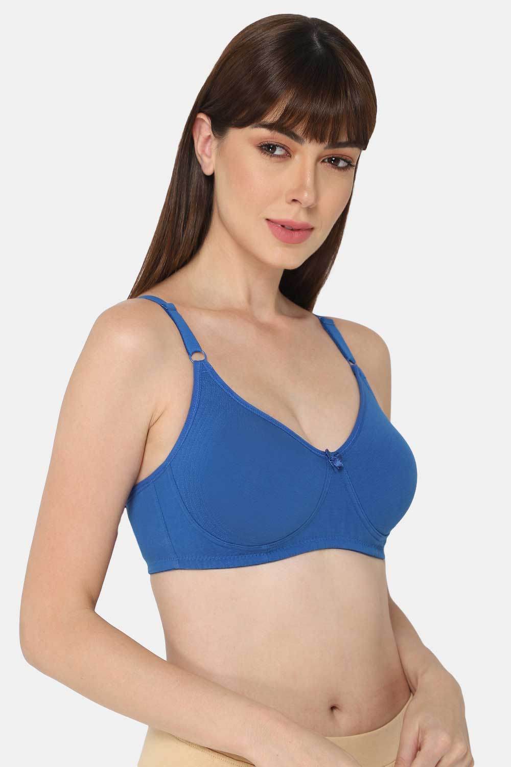 High Coverage Cotton Blend Non-Padded Non-Wired Intimacy T-Shirt Saree Bra - ES02 - Blue Shade - Naidu Hall Family Store