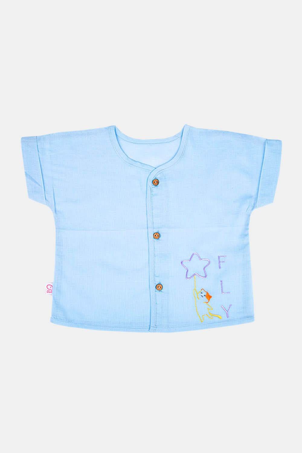 Oh Baby Fly Embroidery Extended Half Sleeve Shirt - EV01 - Naidu Hall Family Store