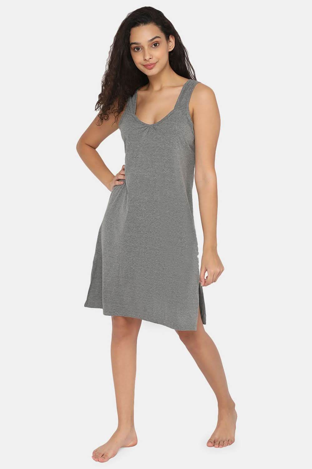 Intimacy Full Coverage Knee-Length Cotton Night Slip | Lightweight & Summer-Friendly Nightwear - Naidu Hall Family Store