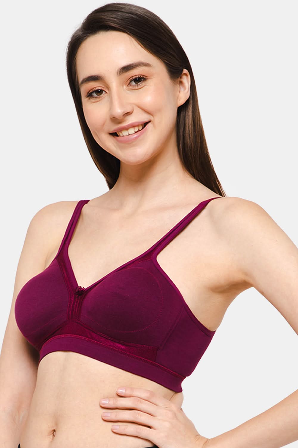 Intimacy Full Coverage Non-Wired T-Shirt Saree Bra-Wine