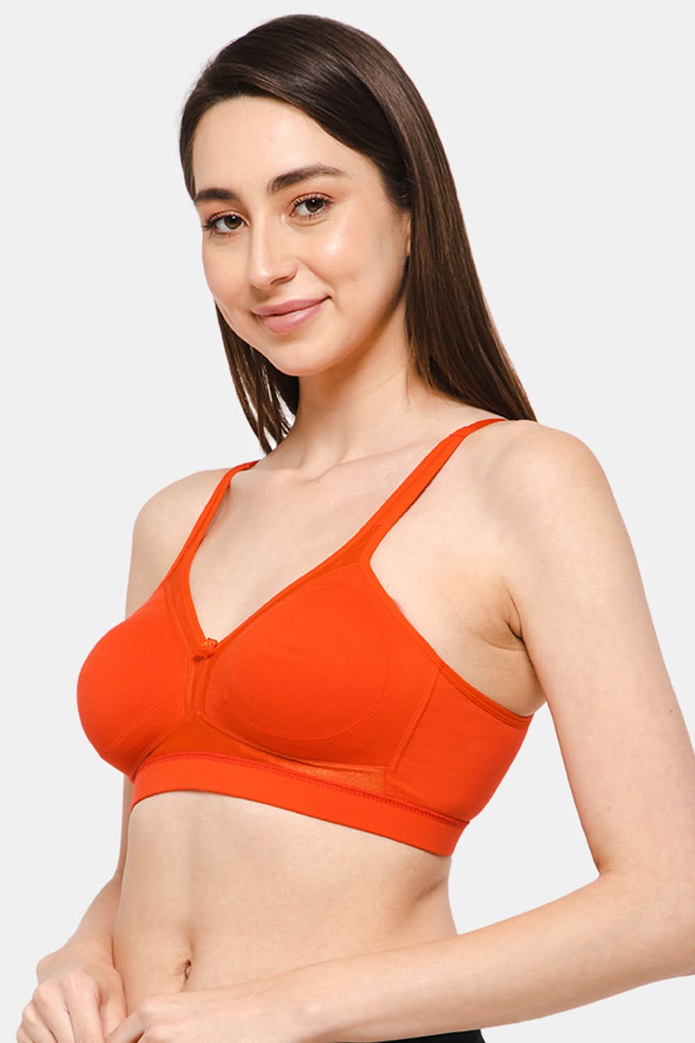 Intimacy Full Coverage Non-Wired T-Shirt Saree Bra- Orange