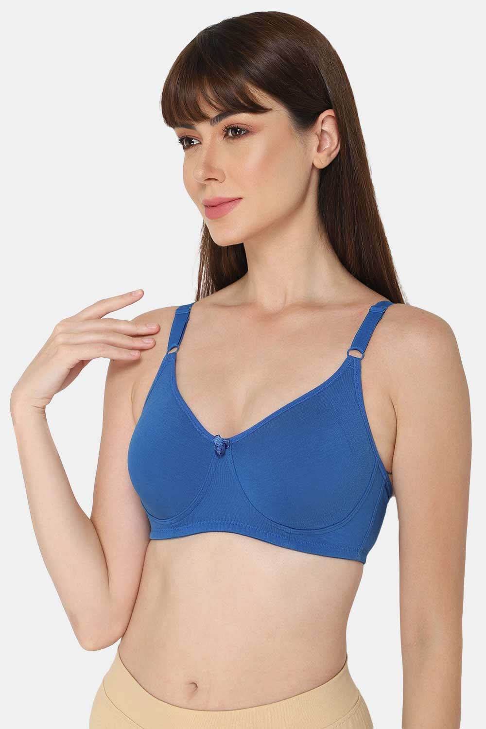 High Coverage Cotton Blend Non-Padded Non-Wired Intimacy T-Shirt Saree Bra - ES02 - Blue Shade - Naidu Hall Family Store