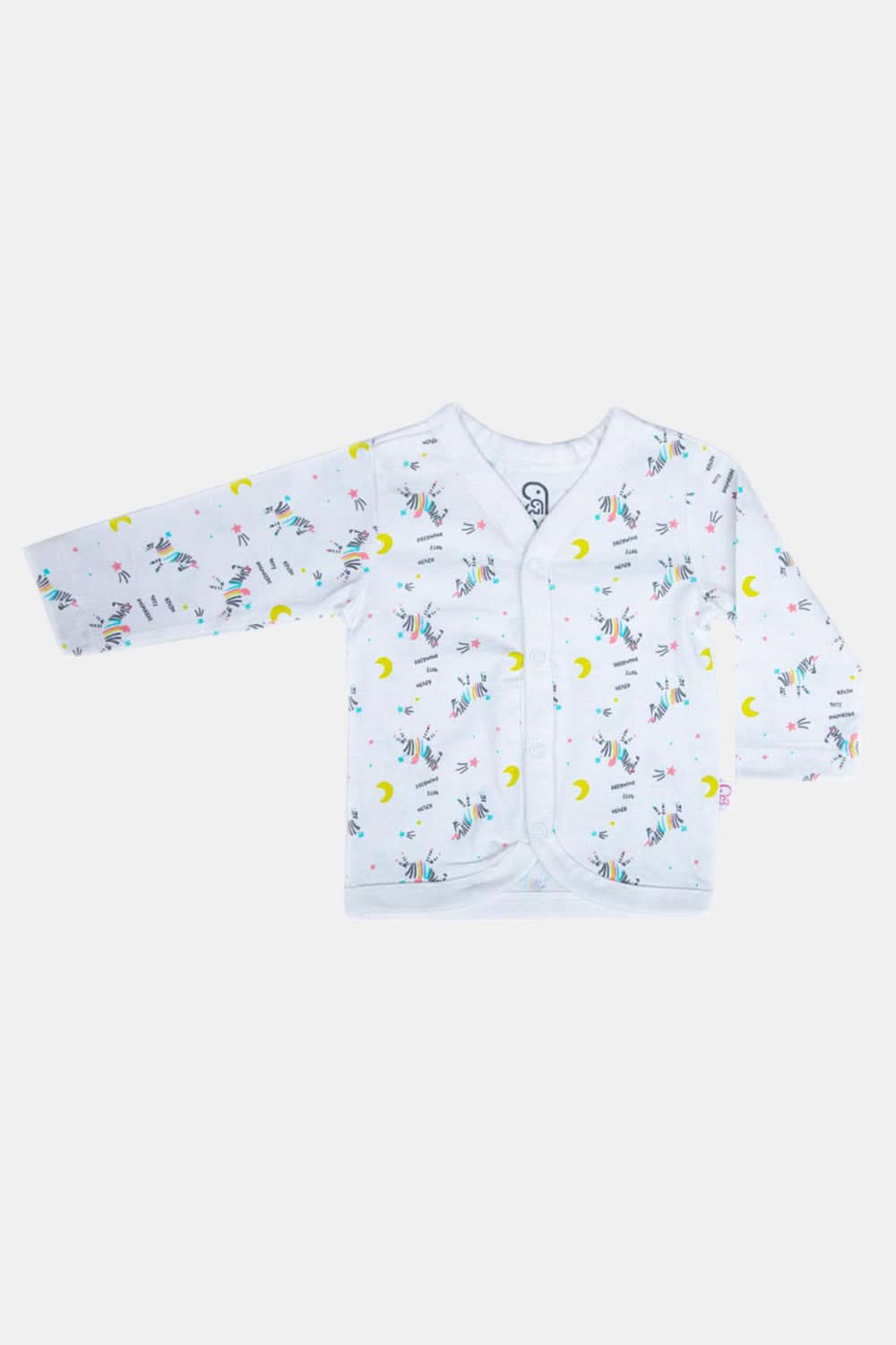 Oh Baby Zeebra Print V- Neck Full Sleeve - FS01 Size 0m-3m Color Off White