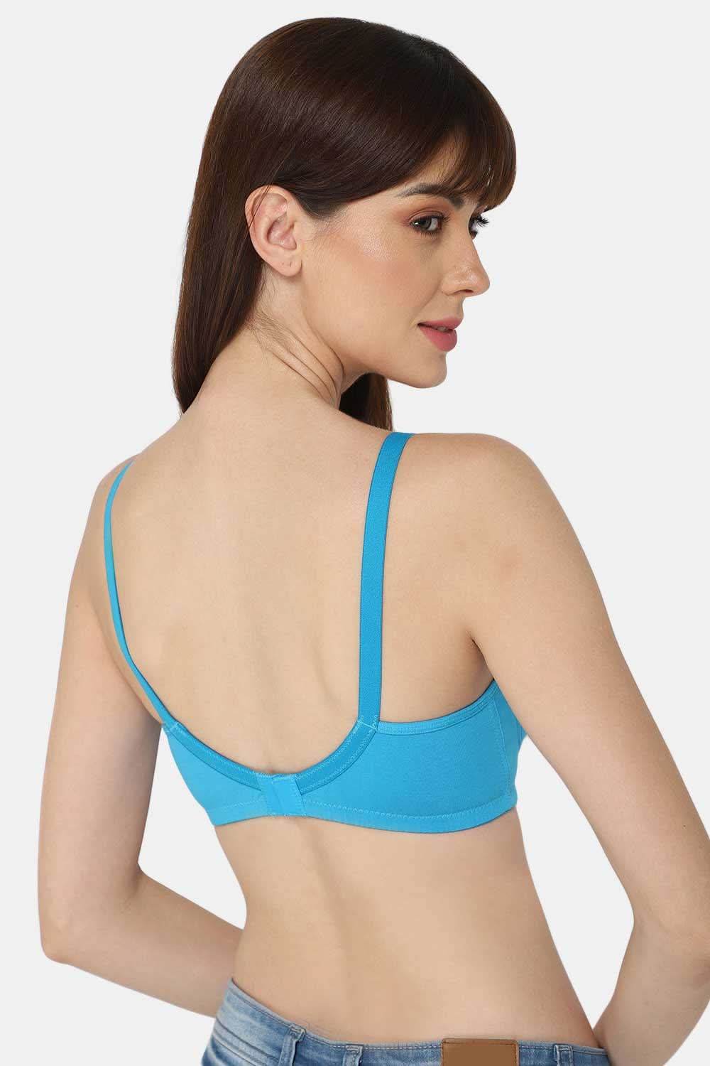 High Coverage Cotton Blend Non-Padded Non-Wired Intimacy T-Shirt Saree Bra - ES02 - Blue Shade - Naidu Hall Family Store