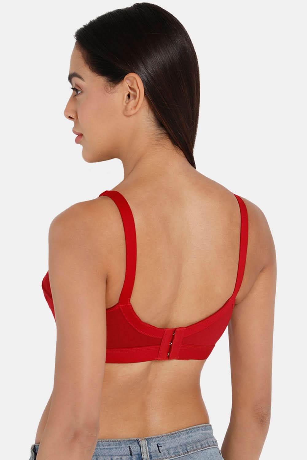 Full Coverage Non-Wired Non-Padded Back Closure Intimacy Bra Red Shade - KRISS KROSS - Naidu Hall Family Store