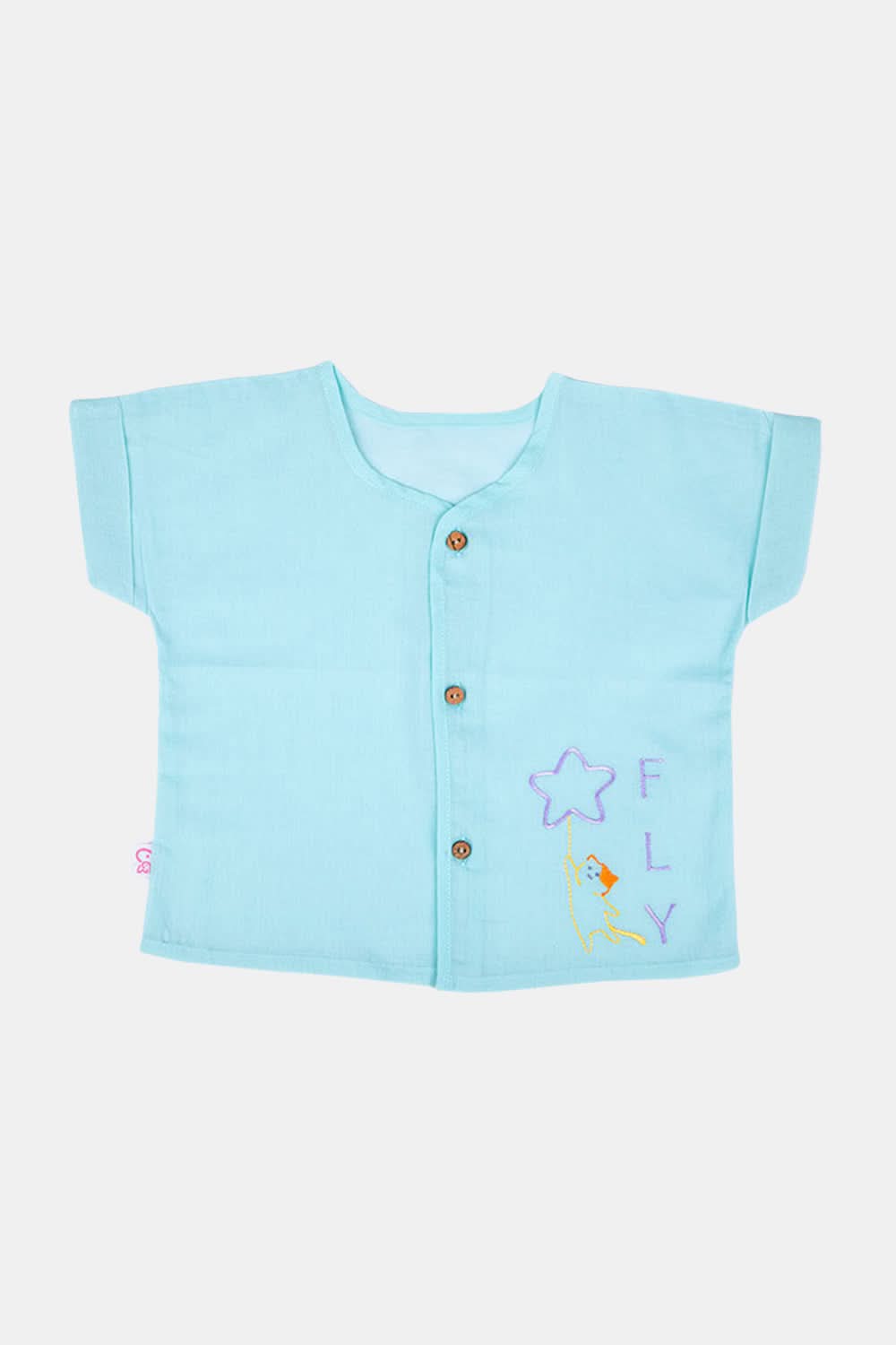 Oh Baby Fly Embroidery Extended Half Sleeve Shirt - EV01 Size 0m-3m Color Lemon Yellow