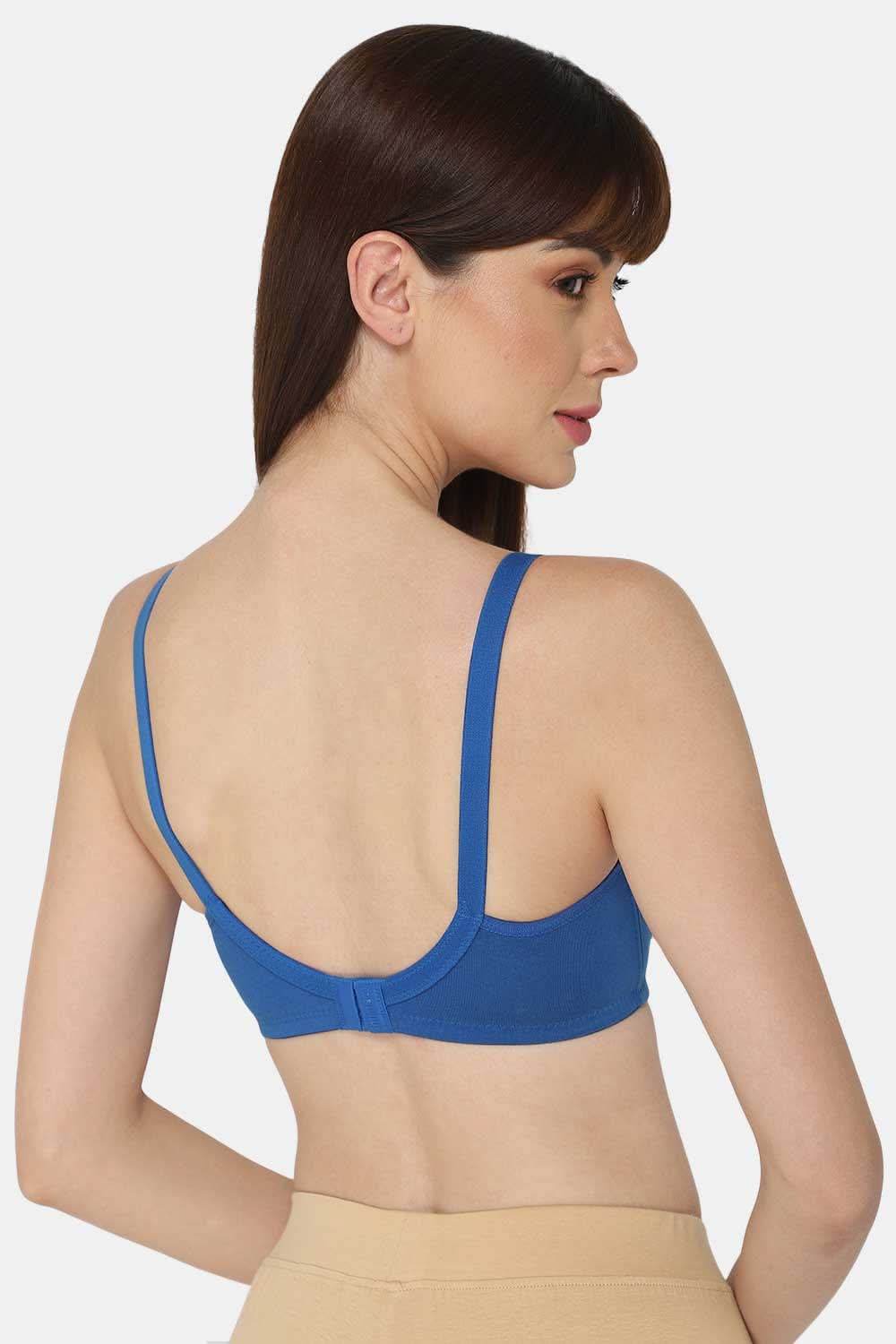 High Coverage Cotton Blend Non-Padded Non-Wired Intimacy T-Shirt Saree Bra - ES02 - Blue Shade - Naidu Hall Family Store