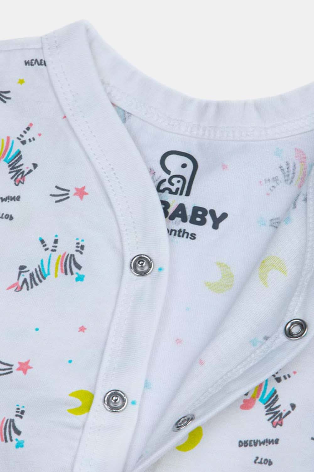 Oh Baby Zeebra Print V- Neck Full Sleeve - FS01 Size 0m-3m Color Off White