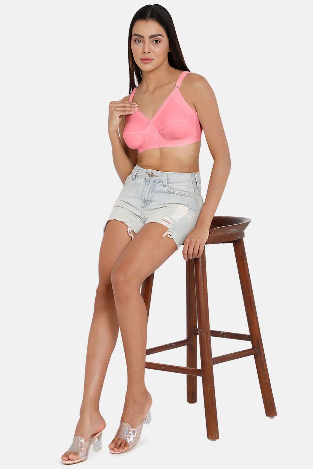 Full Coverage Non-Padded Non-Wired Intimacy Bra Pink Shade - KRISS KROSS - Naidu Hall Family Store