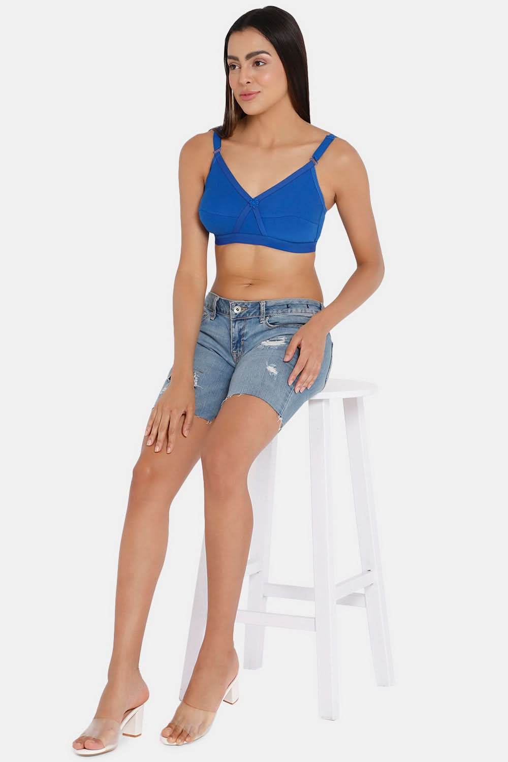 Full Coverage Non-Wired Non-Padded Back Closure Intimacy Blue Shade Brasserie - KRISS KROSS - Naidu Hall Family Store