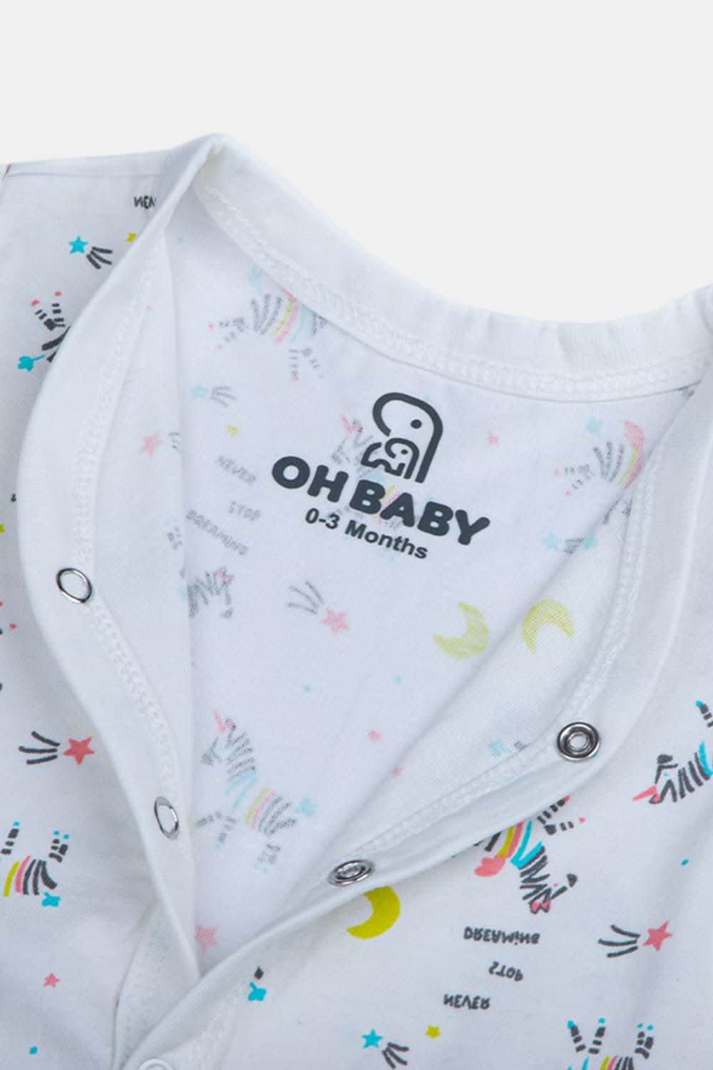 Oh Baby Zeebra Print V- Neck Full Sleeve - FS01 Size 0m-3m Color Off White
