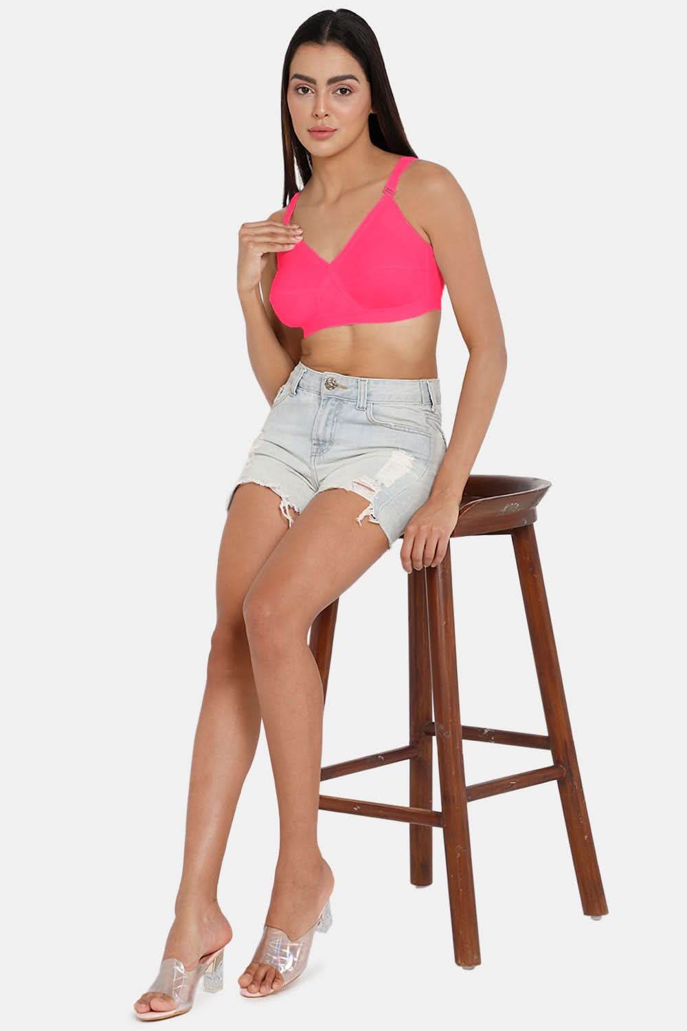 Full Coverage Non-Padded Non-Wired Intimacy Bra Pink Shade - KRISS KROSS - Naidu Hall Family Store