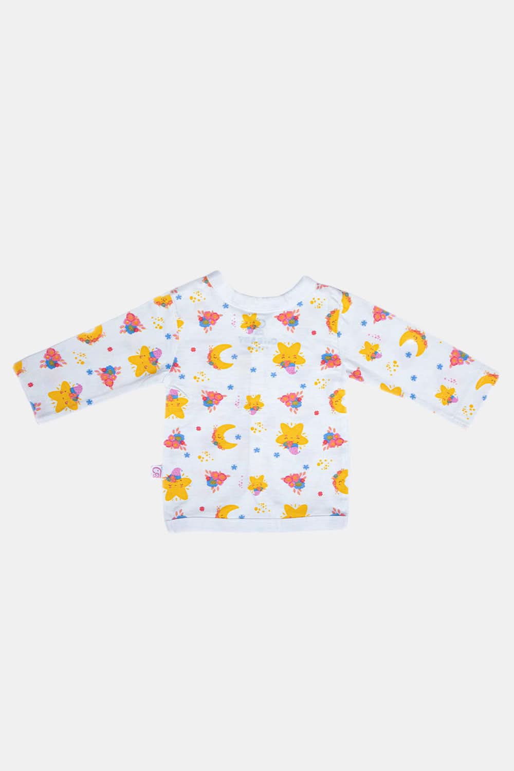 Oh Baby Star Print V- Neck Full Sleeve - FS01 Size 0m-3m Color Off White
