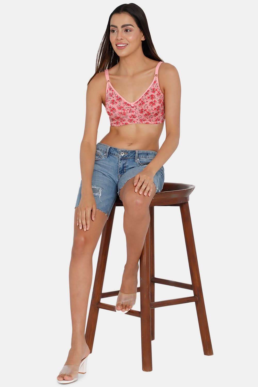 High Coverage Non-Padded Non-Wired Intimacy T-Shirt Saree Bra - ES02 - Prints - Naidu Hall Family Store