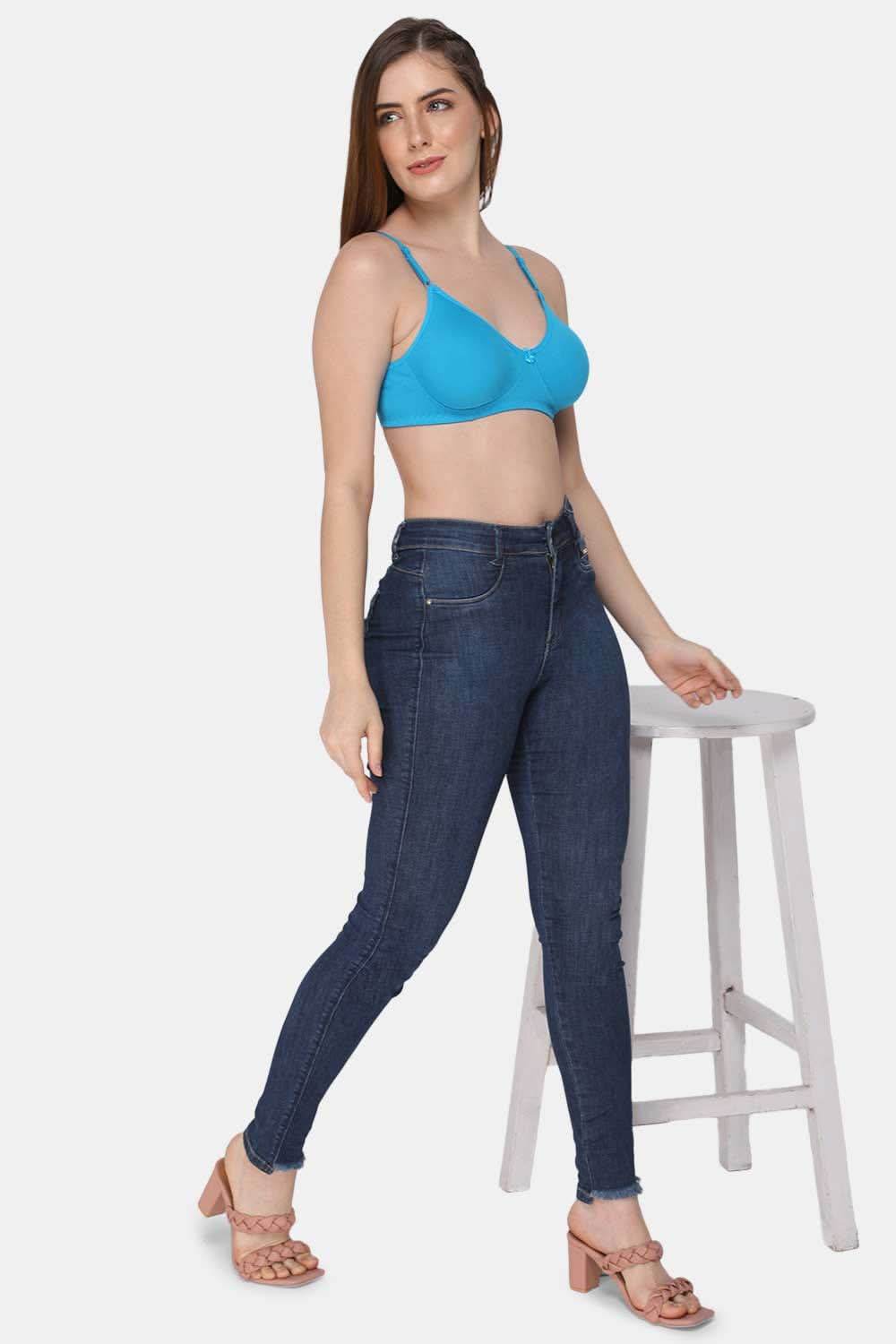 Medium Coverage Non-Wired Non-Padded Intimacy Saree Bra - Blue Atoll - INT29 - Naidu Hall Family Store
