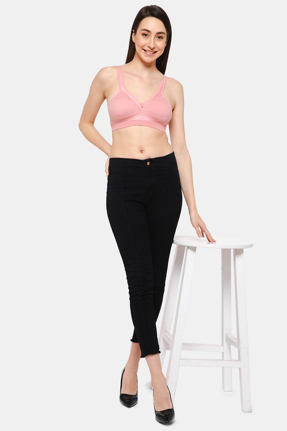 Intimacy Full Coverage Non-Padded Non-Wired T-Shirt Saree Bra-Light Pink