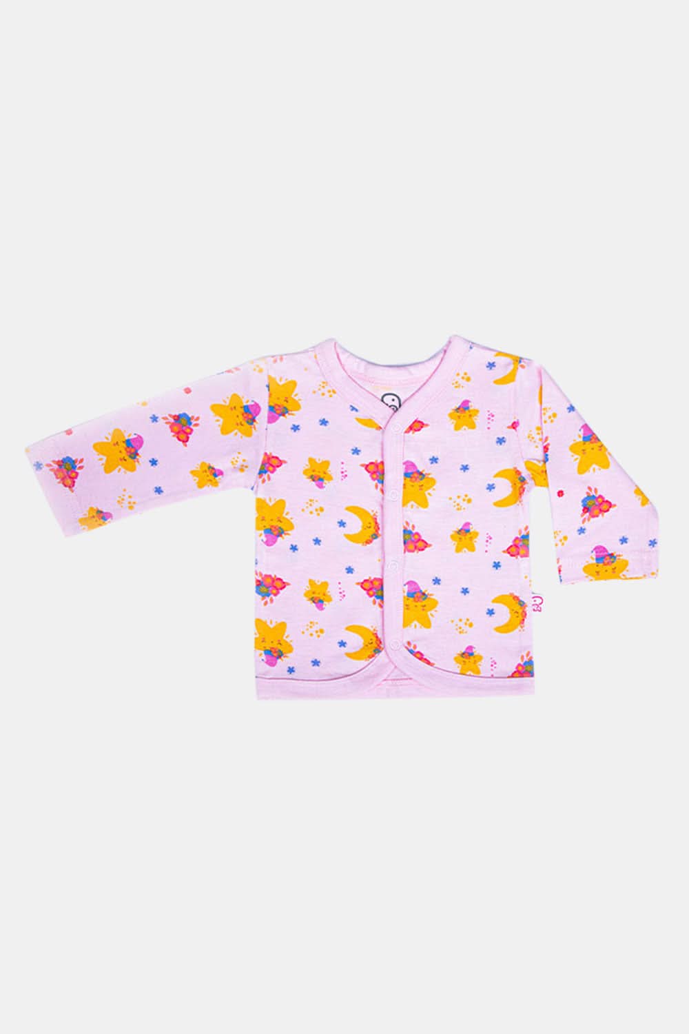 Oh Baby Star Print V- Neck Full Sleeve - FS01 Size 0m-3m Color Off White