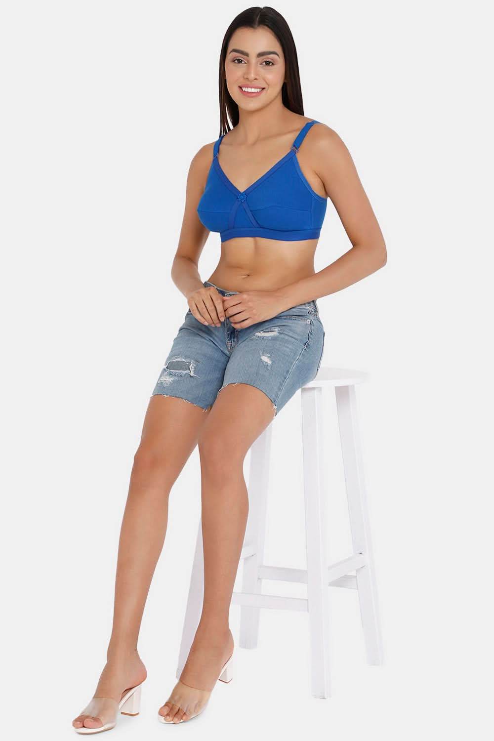 Full Coverage Non-Wired Non-Padded Back Closure Intimacy Blue Shade Brasserie - KRISS KROSS - Naidu Hall Family Store