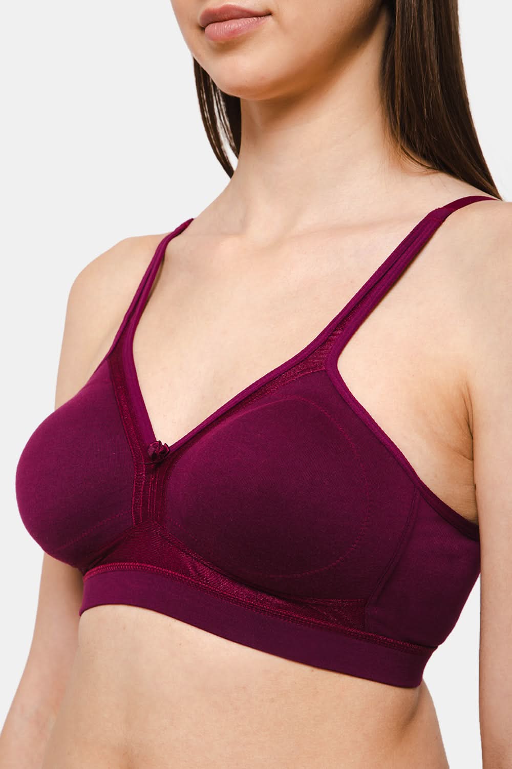 Intimacy Full Coverage Non-Padded Non-Wired T-Shirt Saree Bra-Wine