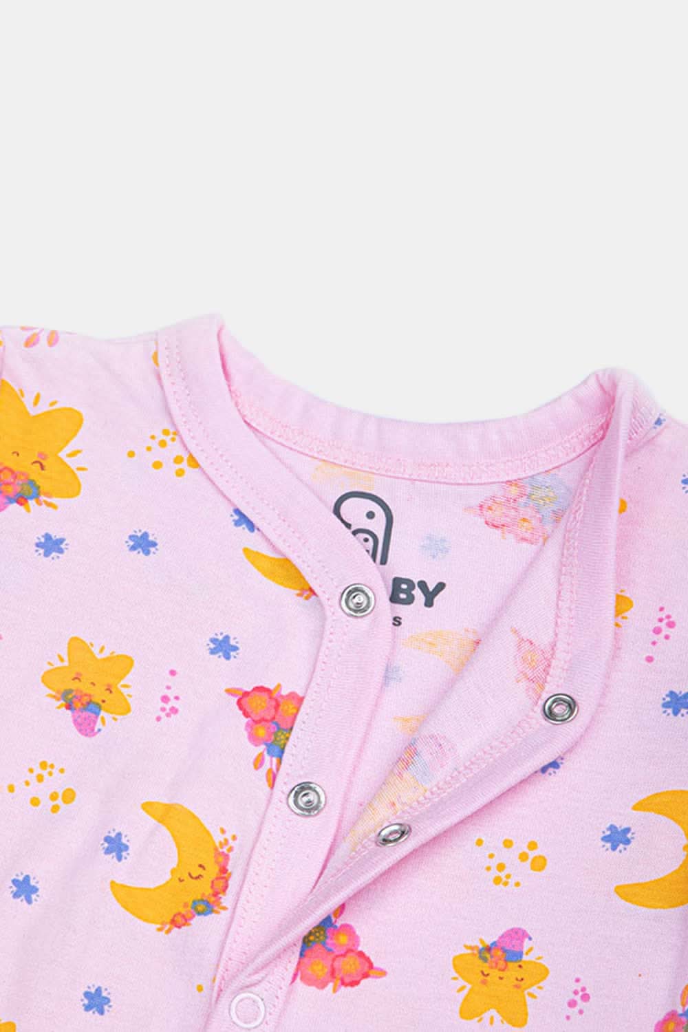 Oh Baby Star Print V- Neck Full Sleeve - FS01 Size 0m-3m Color Off White