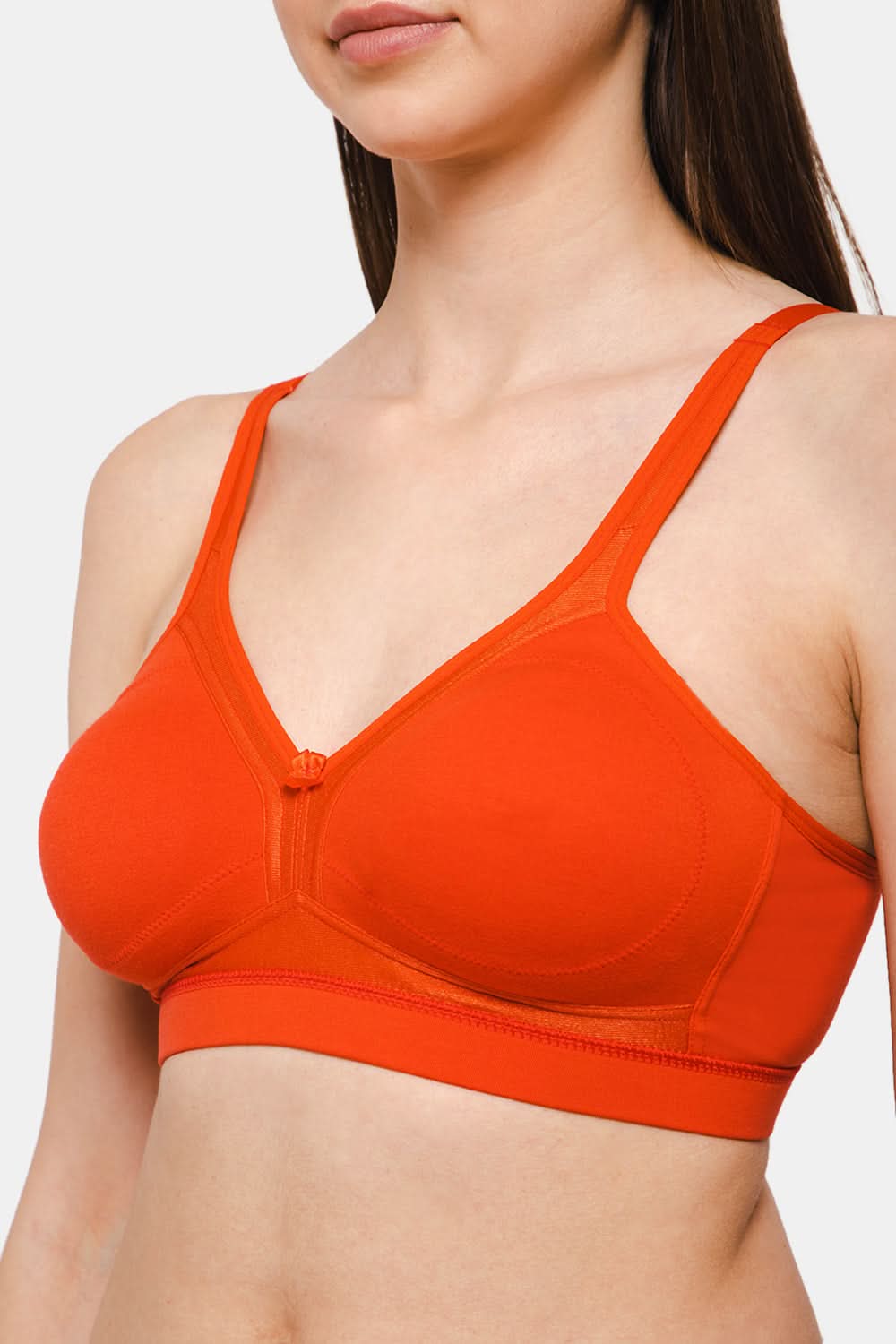 Intimacy Full Coverage Non-Wired T-Shirt Saree Bra-Orange