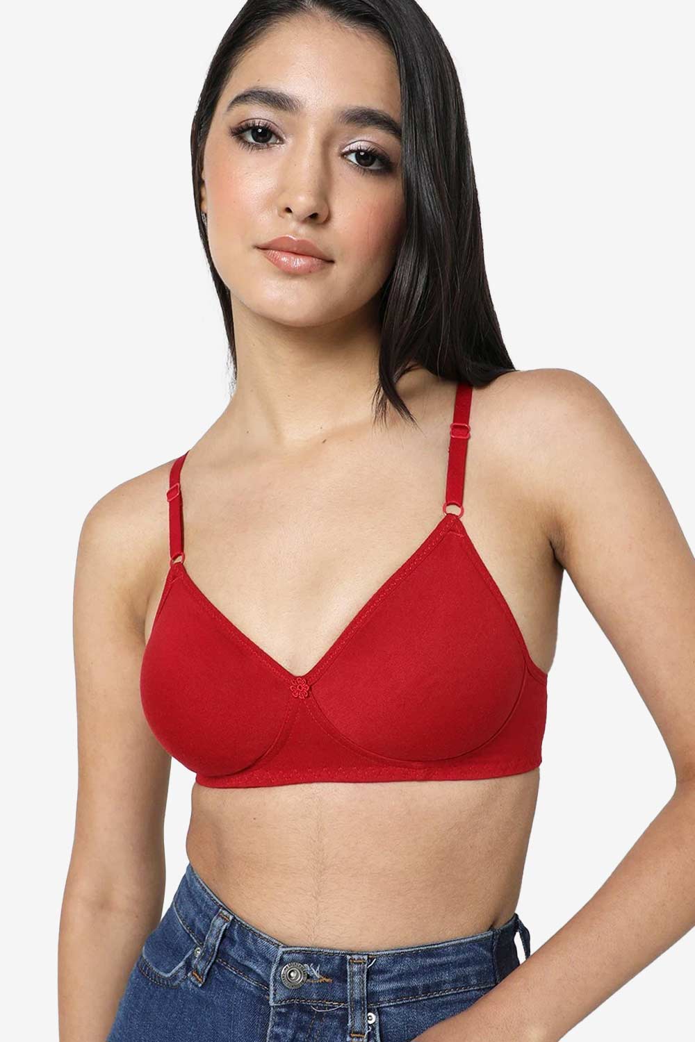 Women Cotton Non Padded Non-Wired Bra ( Pack of 2 ) ( Color : Maroon,D Pink  ) R-Cup