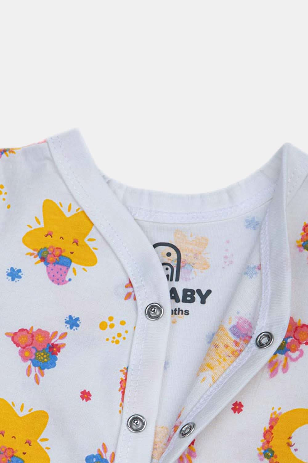 Oh Baby Star Print V- Neck Full Sleeve - FS01 Size 0m-3m Color Off White