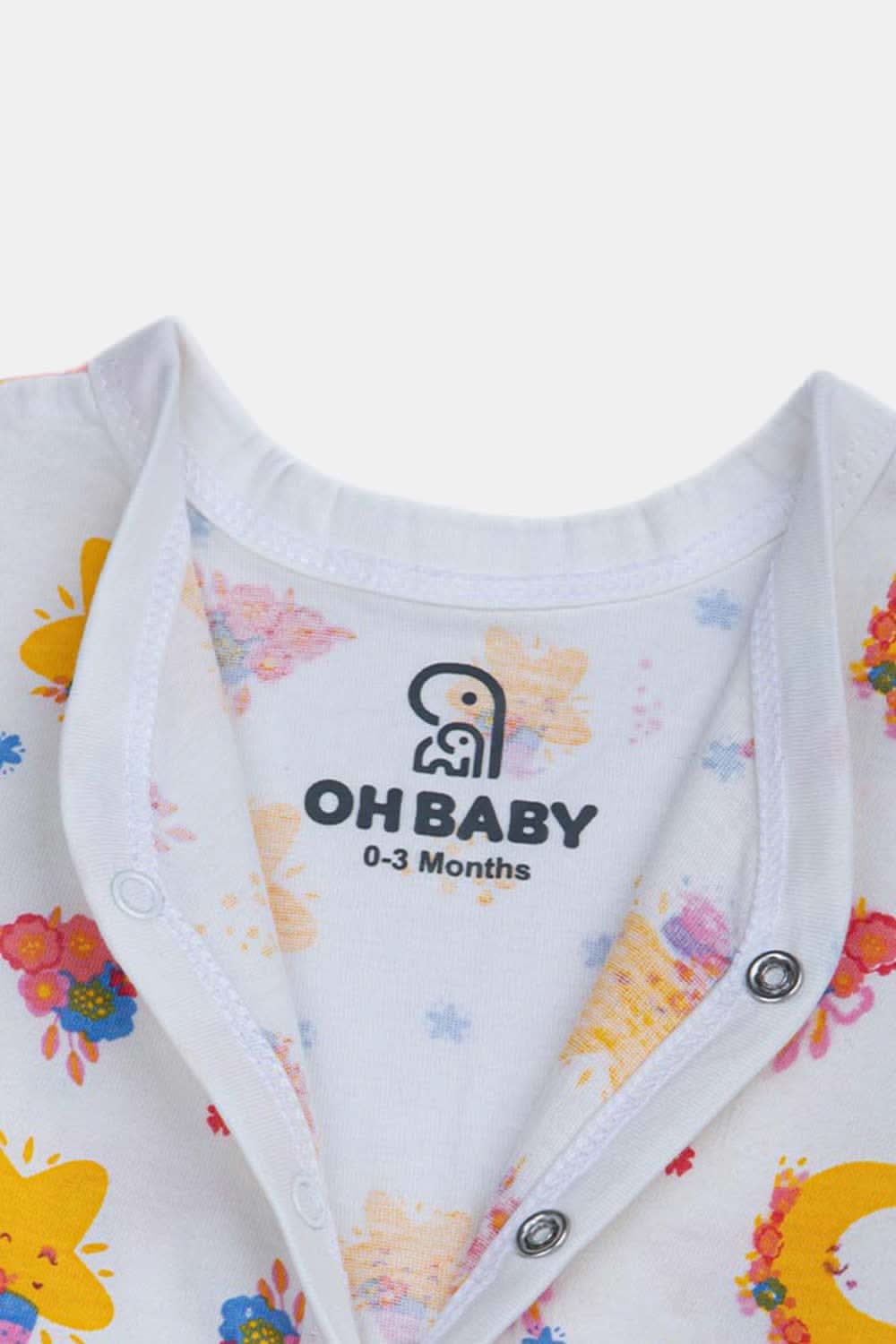 Oh Baby Star Print V- Neck Full Sleeve - FS01 Size 0m-3m Color Off White