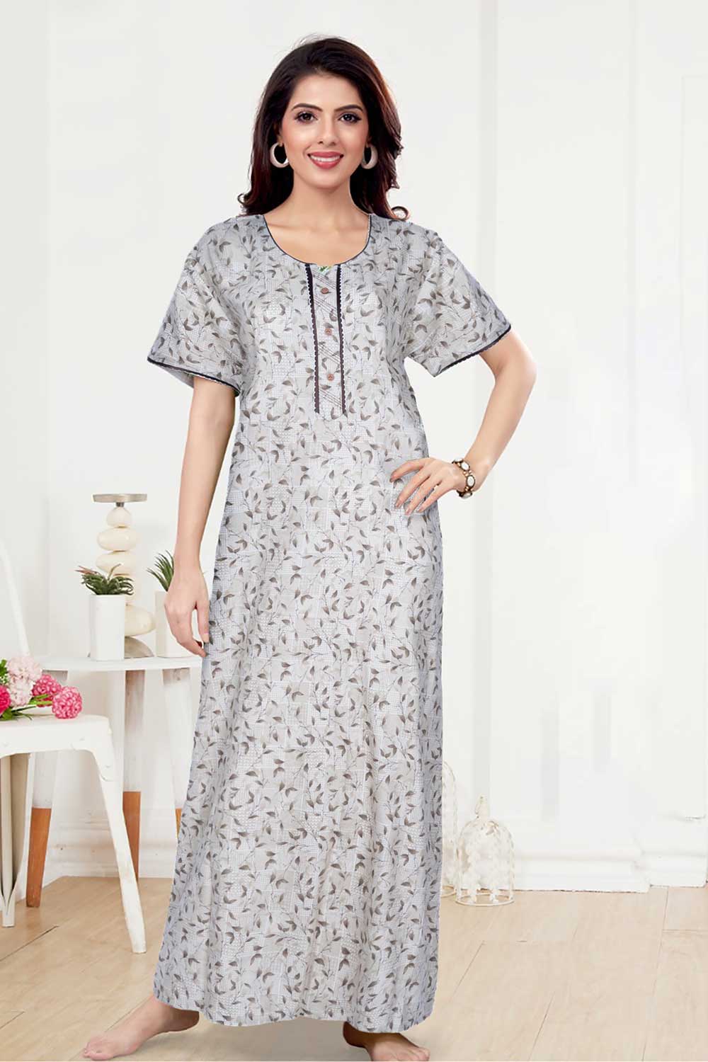Buy online Round Neck Printed Nighty from sleepwear for Women by