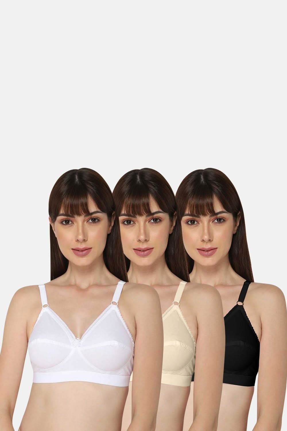 Full Coverage Non-Padded Flossy Feather Touch Cotton Bra - Must Have Pack - Naidu Hall Family Store
