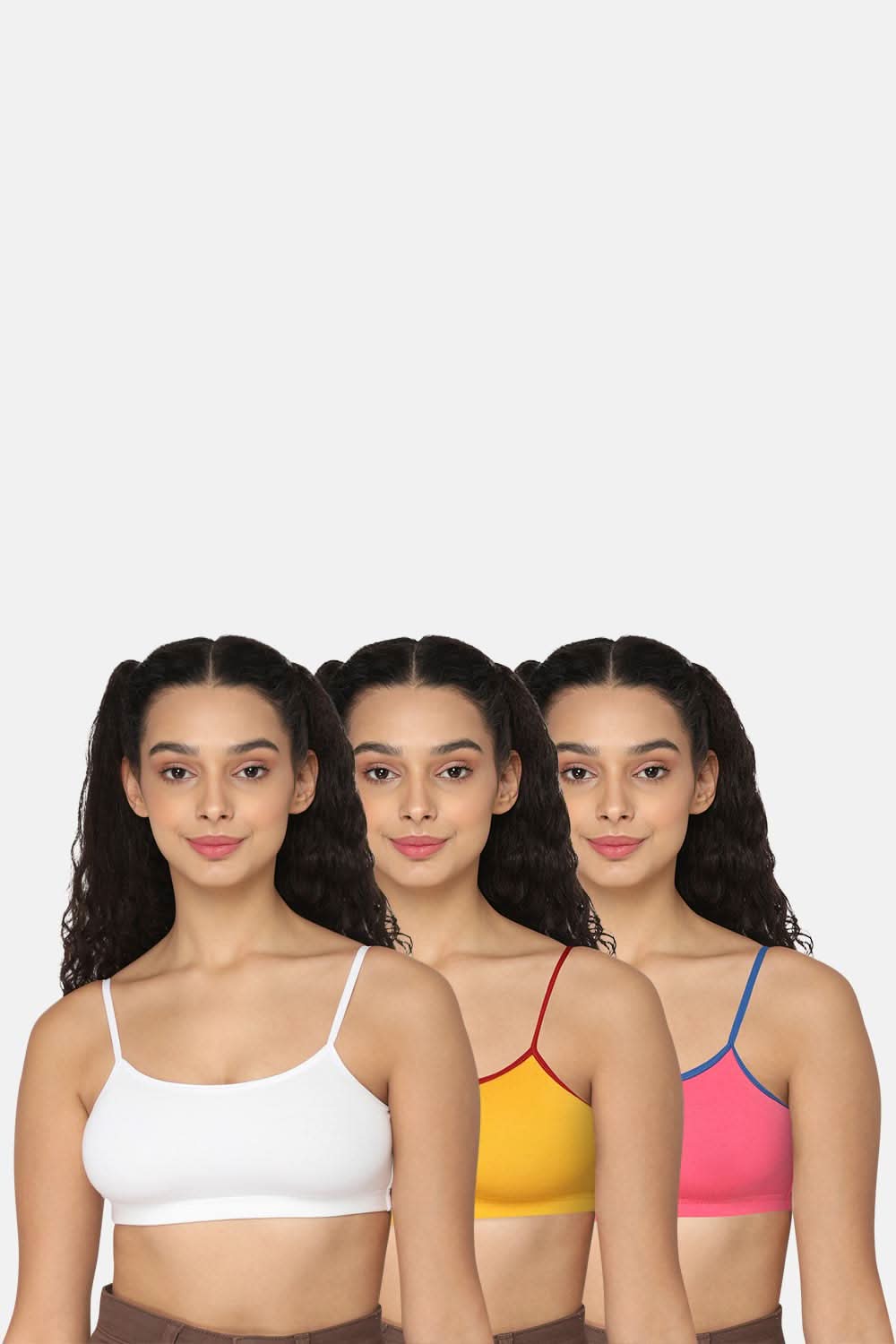 Intimacy Beginner Bra High Coverage Non-Wired Non-Padded - White Yellow Pink -Colourful Comfort!