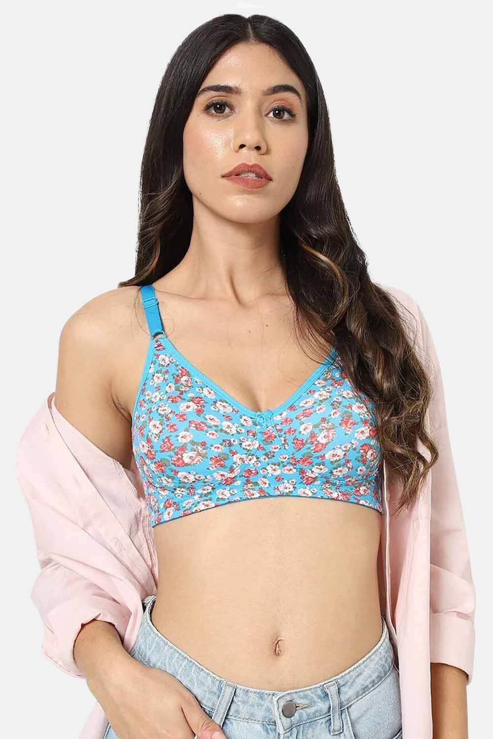 High Coverage Cotton Blend Non-Padded Non-Wired Intimacy T-Shirt Saree Bra - ES02 - Blue Shade - Naidu Hall Family Store