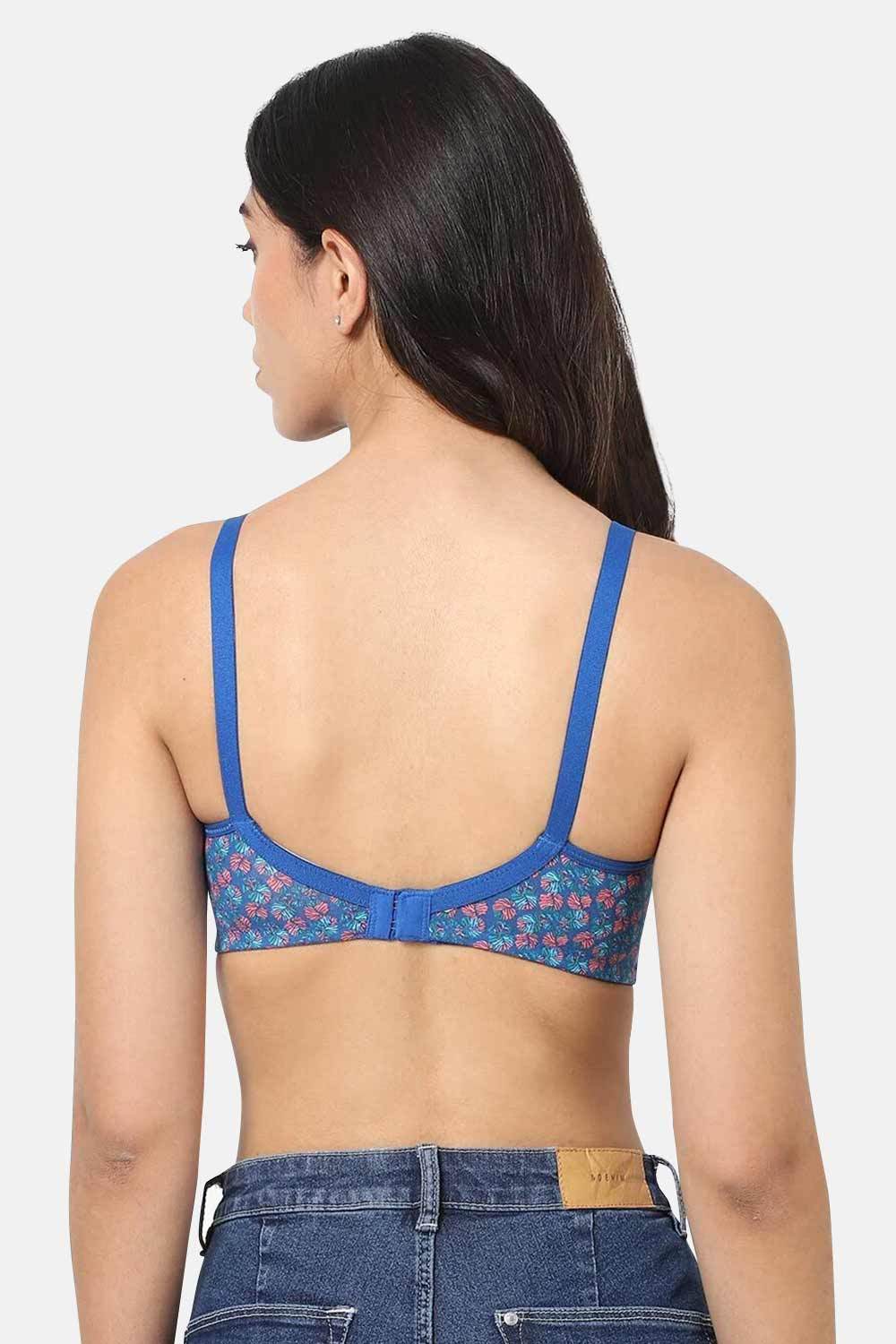 High Coverage Cotton Blend Non-Padded Non-Wired Intimacy T-Shirt Saree Bra - ES02 - Blue Shade - Naidu Hall Family Store