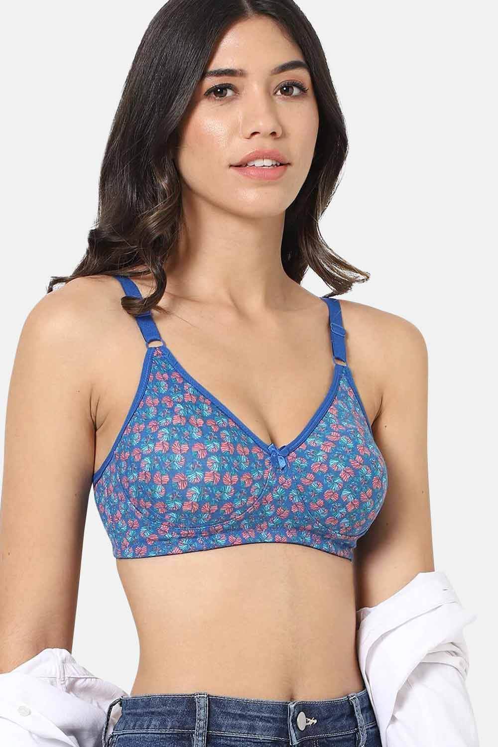 High Coverage Cotton Blend Non-Padded Non-Wired Intimacy T-Shirt Saree Bra - ES02 - Blue Shade - Naidu Hall Family Store